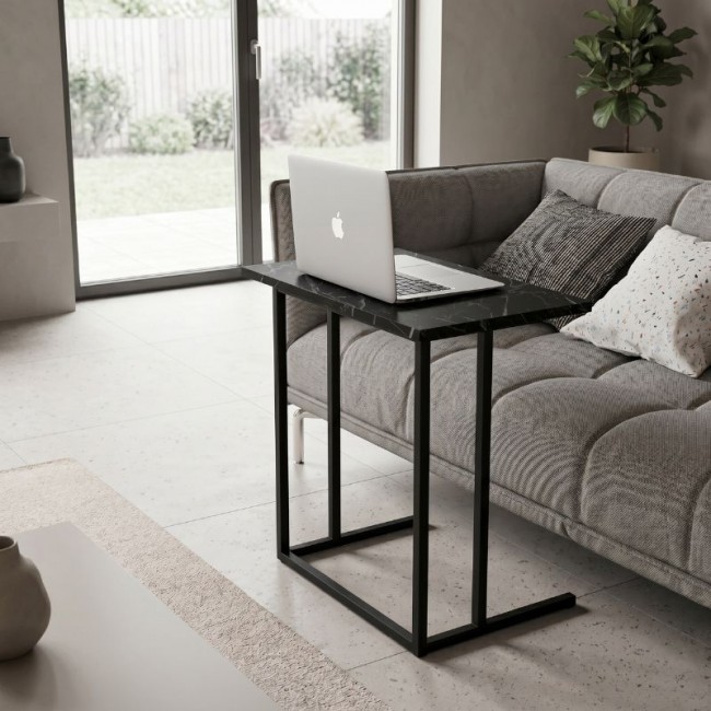 Jango Megapap metallic - melamine side table in black marble effect color 60x35,5x65,5cm.