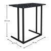 Jango Megapap metallic - melamine side table in black marble effect color 60x35,5x65,5cm.