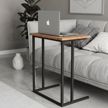 Τραπεζάκι βοηθητικό Jango Megapap μεταλλικό - μελαμίνης χρώμα μαύρο - pine oak 60x35,5x65,5εκ.