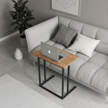 Τραπεζάκι βοηθητικό Jango Megapap μεταλλικό - μελαμίνης χρώμα μαύρο - pine oak 60x35,5x65,5εκ.