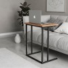 Jango Megapap metallic - melamine side table in black - pine oak color 60x35,5x65,5cm.