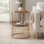 Jaspin Megapap metallic - Mdf side table in golden - walnut color 32x32x44cm.