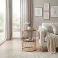Jaspin Megapap metallic - Mdf side table in golden - walnut color 32x32x44cm.