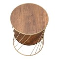Jaspin Megapap metallic - Mdf side table in golden - walnut color 32x32x44cm.