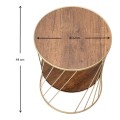 Jaspin Megapap metallic - Mdf side table in golden - walnut color 32x32x44cm.