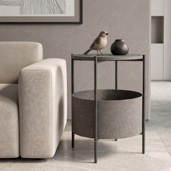 Kalid Megapap melamine- fabric side table in anthracite - grey color 43x43x60cm.