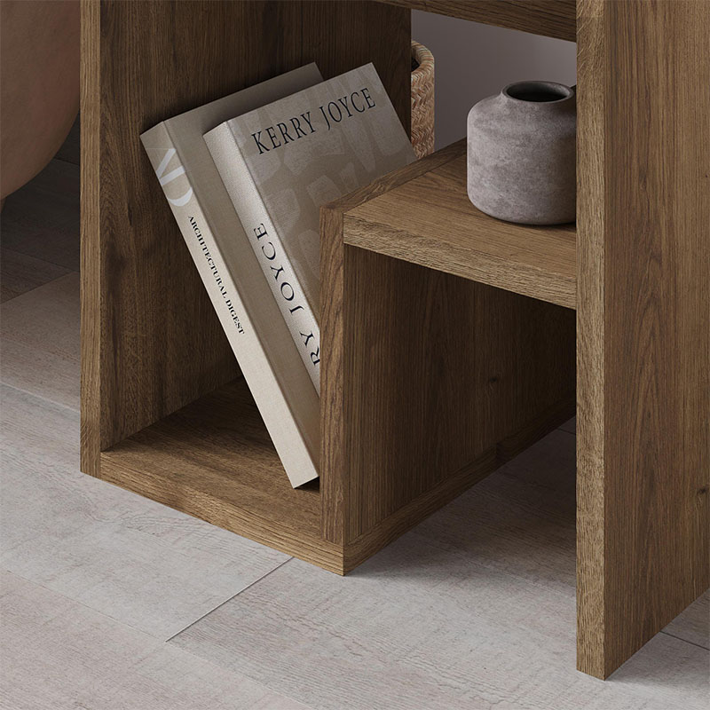 Bon Megapap melamine side table in light walnut color 40x35x40cm.