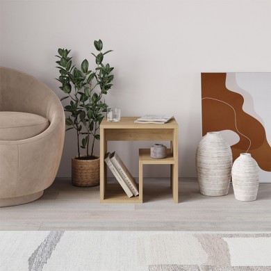 Bon Megapap melamine side table in oak color 40x35x40cm.