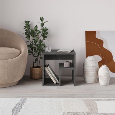 Bon Megapap melamine side table in retro grey color 40x35x40cm.