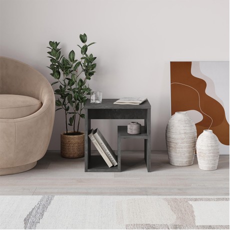 Bon Megapap melamine side table in retro grey color 40x35x40cm.