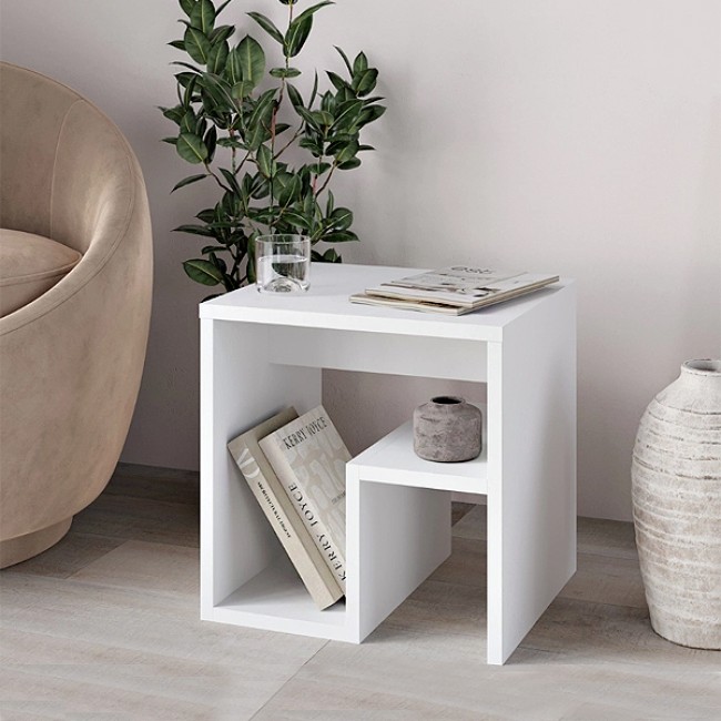 Τραπεζάκι βοηθητικό - Κομοδίνο Bon Megapap χρώμα λευκό 40x35x40εκ.