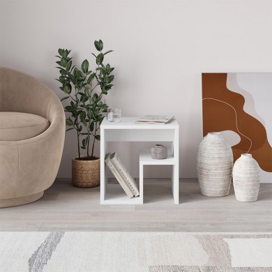 Bon Megapap melamine side table in white color 40x35x40cm.