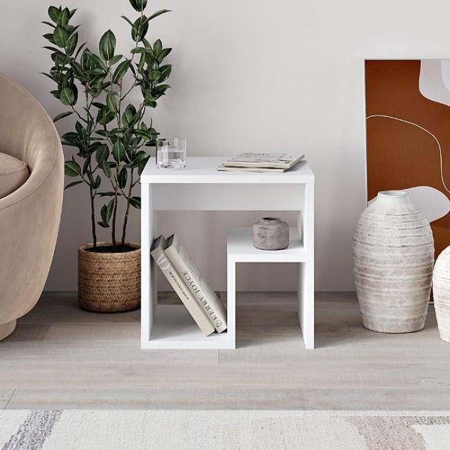 Τραπεζάκι βοηθητικό - Κομοδίνο Bon Megapap χρώμα λευκό 40x35x40εκ.