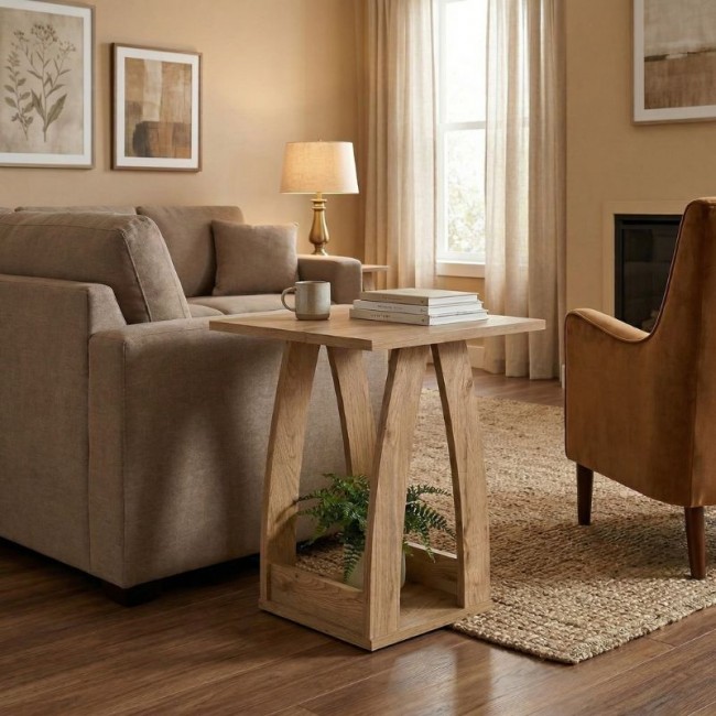 Deros Megapap melamine side table - nightstand in sepet color 45x45x56cm.