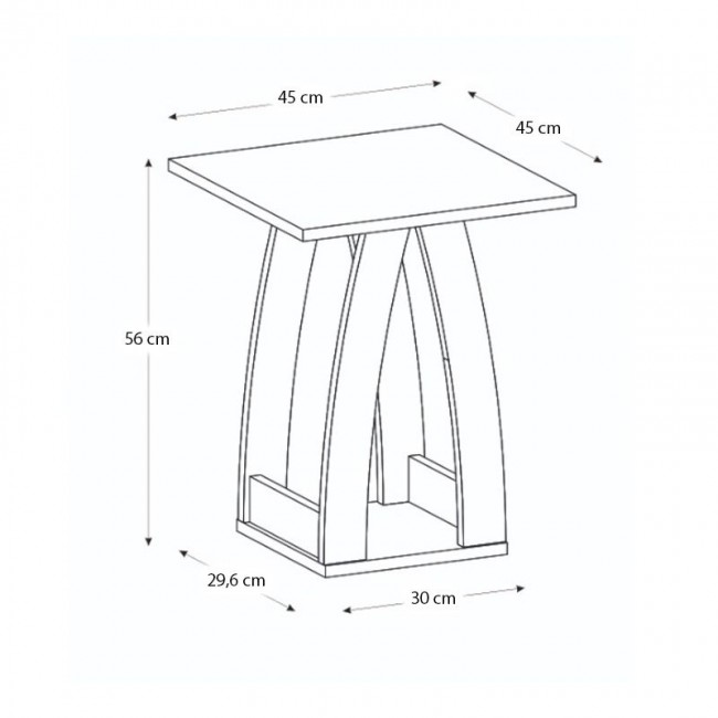 Deros Megapap melamine side table - nightstand in sepet color 45x45x56cm.