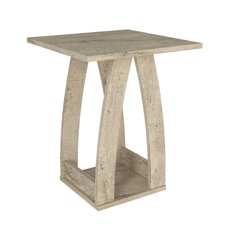 Τραπεζάκι βοηθητικό - Κομοδίνο Deros Megapap χρώμα travertine 45x45x56εκ.