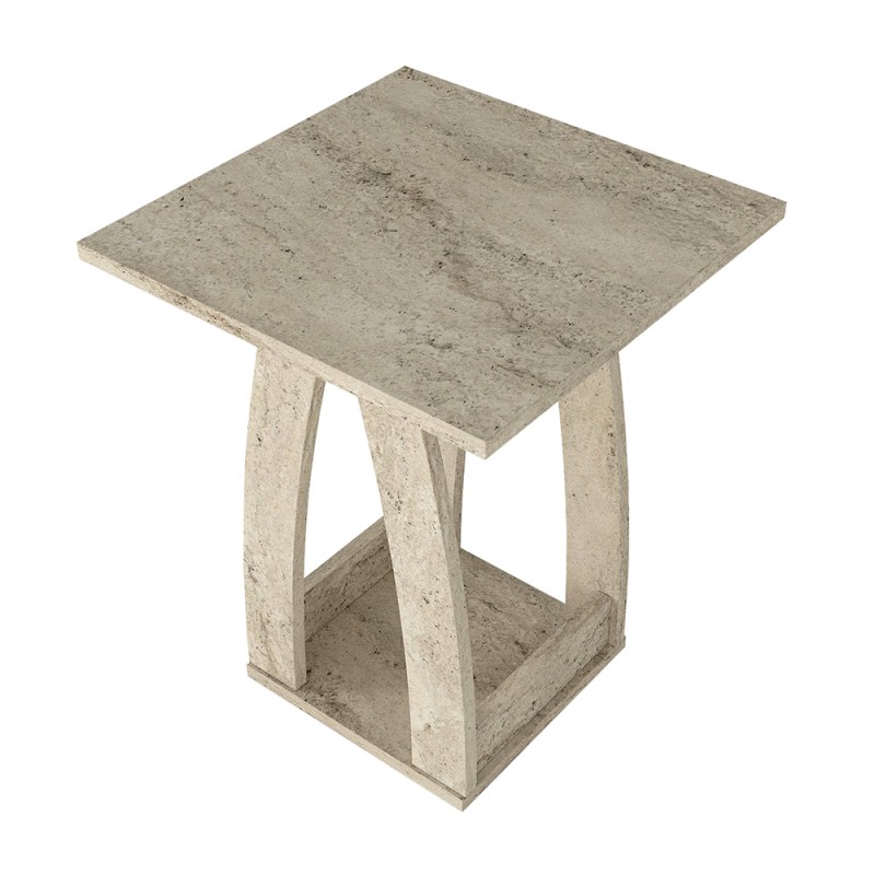 Τραπεζάκι βοηθητικό - Κομοδίνο Deros Megapap χρώμα travertine 45x45x56εκ.