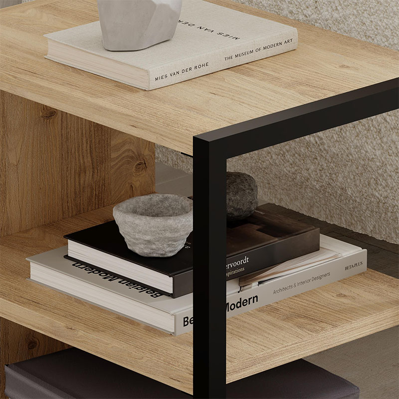 Echo Megapap melamine side table - nightstand in sapphire oak color 30x42x45cm.