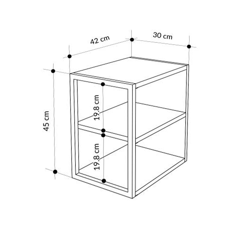 Echo Megapap melamine side table - nightstand in sapphire oak color 30x42x45cm.