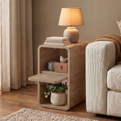 Rovel Megapap melamine side table - nightstand in sepet oak color 30x39x50.5cm.
