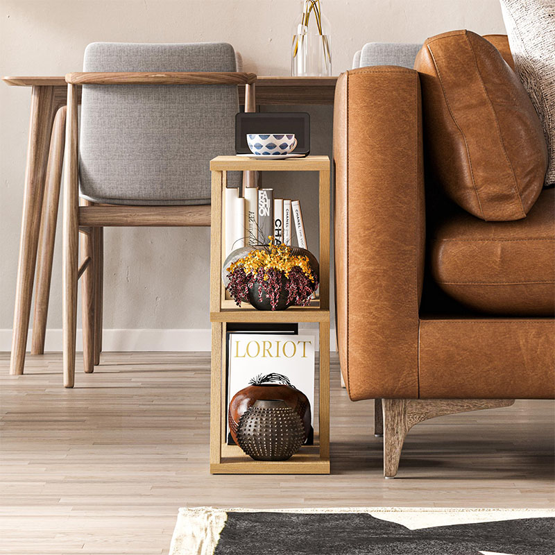 Lazena Megapap melamine side table in oak color 60x22x57cm.