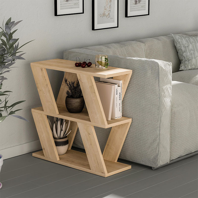 Lazena Megapap melamine side table in oak color 60x22x57cm.