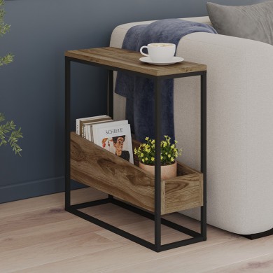 Lido Megapap melamine side table in walnut Ud color 60x22x62cm.