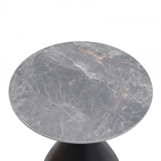 Logan Megapap sintered stone - metal side table in grey marble effect and black color Ø50x56cm.