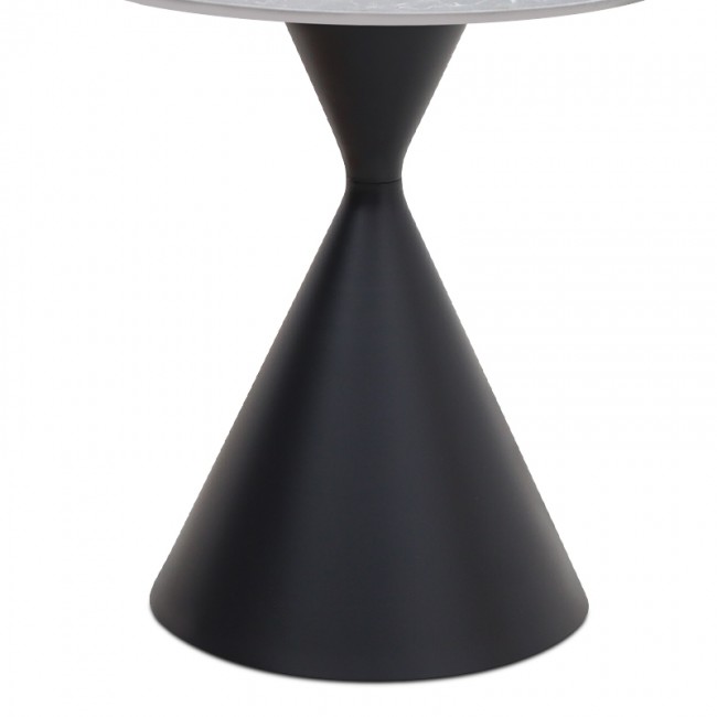 Logan Megapap sintered stone - metal side table in grey marble effect and black color Ø50x56cm.