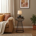 Mantare Megapap metallic - Mdf side table in walnut - black color 35x35x58cm.