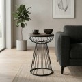 Mantare Megapap metallic - Mdf side table in walnut - black color 35x35x58cm.
