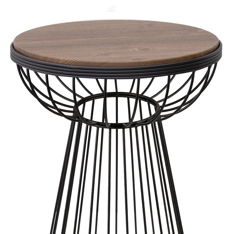 Mantare Megapap metallic - Mdf side table in walnut - black color 35x35x58cm.