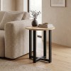 Mesa Megapap melamine side table in sapphire oak color Ø45x50cm.
