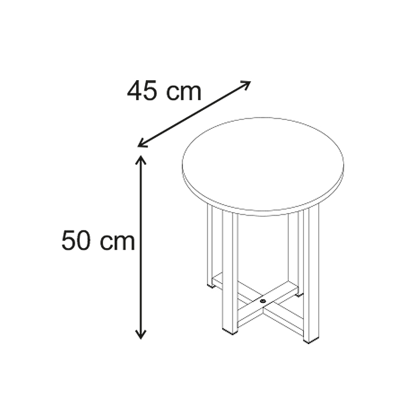 Τραπεζάκι βοηθητικό Mesa Megapap χρώμα sapphire oak Ø45x50εκ.