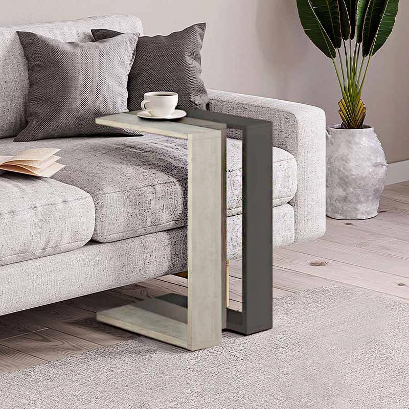 Muju Megapap melamine side table in light mocha/antique white/anthracite color 30x40x57cm.