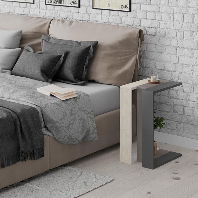 Muju Megapap melamine side table in light mocha/antique white/anthracite color 30x40x57cm.