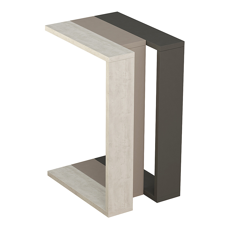 Muju Megapap melamine side table in light mocha/antique white/anthracite color 30x40x57cm.