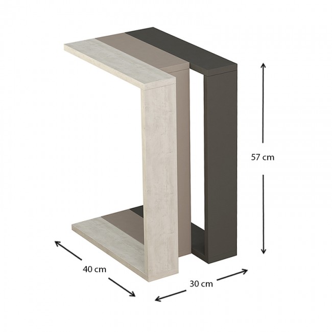 Muju Megapap melamine side table in light mocha/antique white/anthracite color 30x40x57cm.