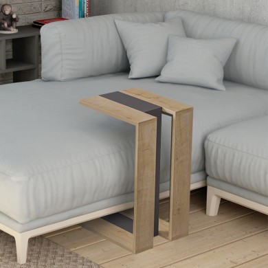 Muju Megapap melamine side table in natural beech/anthracite color 30x40x57cm.