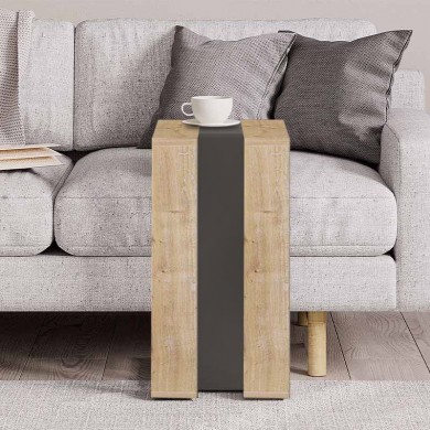 Muju Megapap melamine side table in natural beech/anthracite color 30x40x57cm.