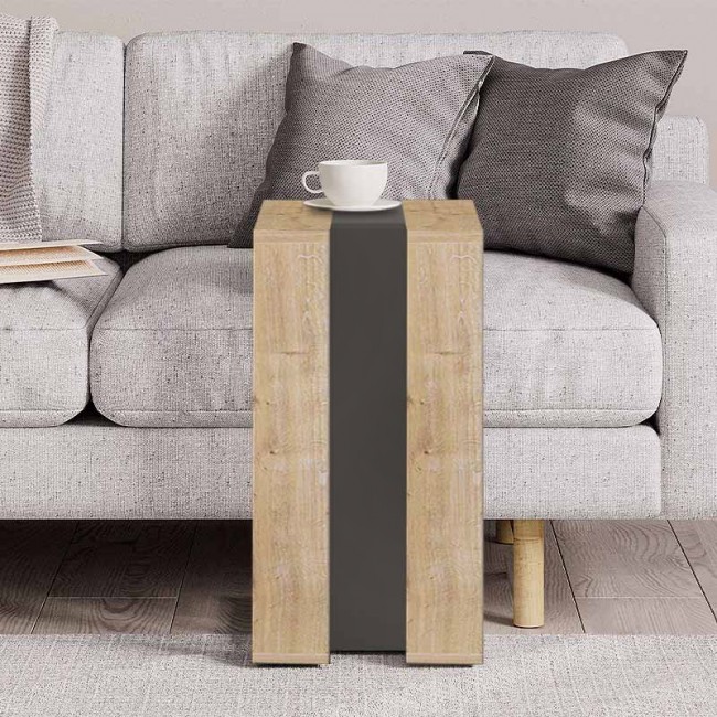 Muju Megapap melamine side table in natural beech/anthracite color 30x40x57cm.
