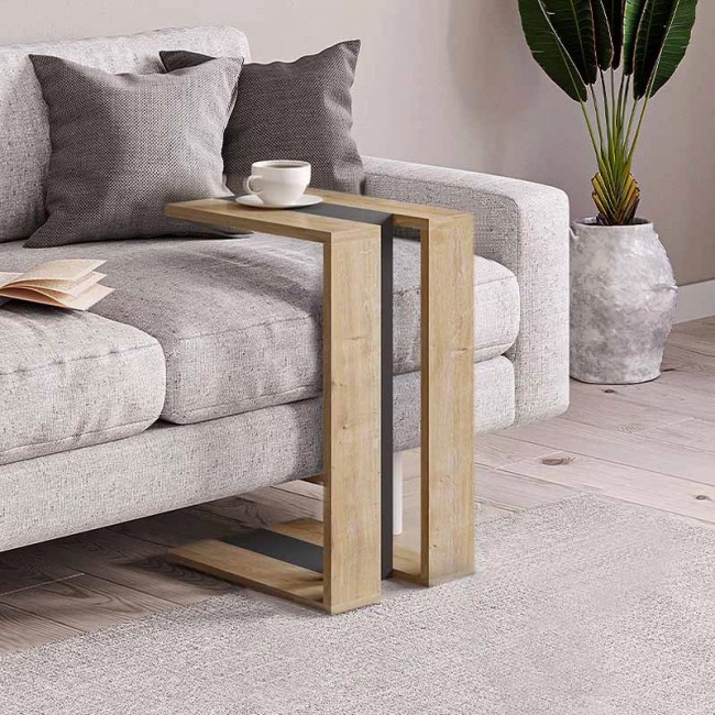 Muju Megapap melamine side table in natural beech/anthracite color 30x40x57cm.