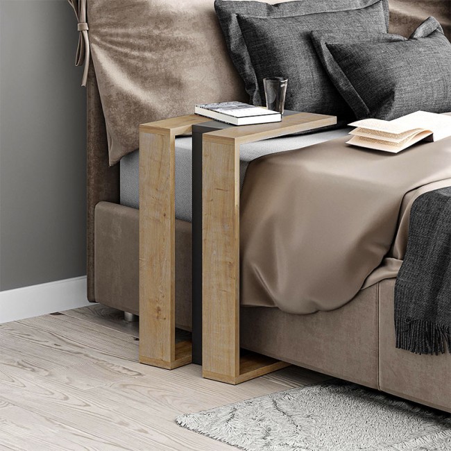 Muju Megapap melamine side table in natural beech/anthracite color 30x40x57cm.