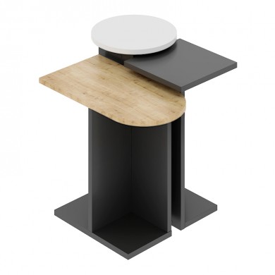Mund Megapap melamine side table in natural beech/anthracite/white color 50x27x46cm.