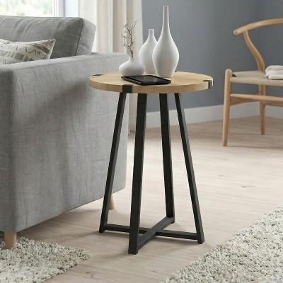 Τραπεζάκι βοηθητικό Pedro Megapap χρώμα φυσικό οξιάς - ανθρακί 44x44x58εκ.