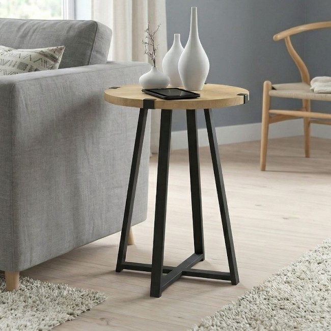 Βοηθητικό τραπεζάκι Pedro Megapap χρώμα φυσικό οξιάς - ανθρακί 44x44x58εκ.