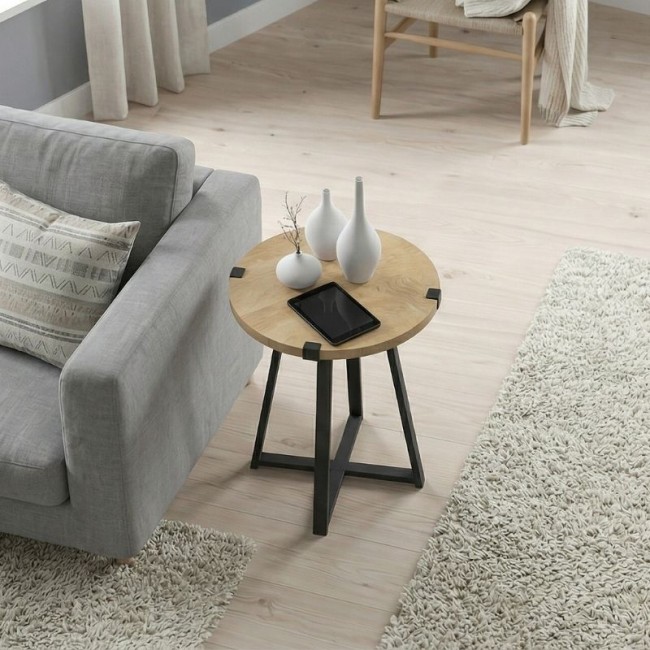 Βοηθητικό τραπεζάκι Pedro Megapap χρώμα φυσικό οξιάς - ανθρακί 44x44x58εκ.