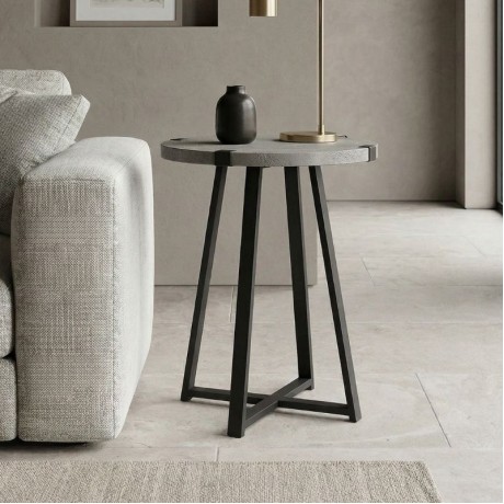 Pedro Megapap metallic - melamine side table in anthracite color 44x44x58cm.