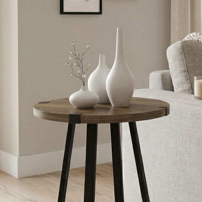 Pedro Megapap metallic - melamine side table in walnut - anthracite color 44x44x58cm.