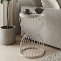 Pino Megapap metallic - Mdf side table in white - white marble effect color 35x35x58cm.